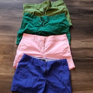 Bundle of 4 solid color J Crew shorts, size 6